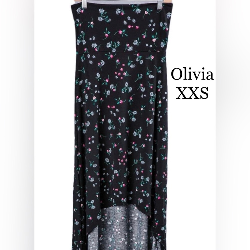 LuLaRoe Black Floral High Low Skirt